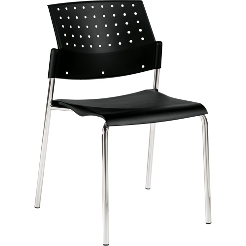 Armless Stacking Chair, Plastic, 33" High, 300 lbs. Capacity, Black Oxymax Inc
