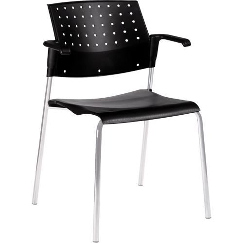 Stacking Chairs, Plastic, 33" High, 300 lbs. Capacity, Black Oxymax Inc