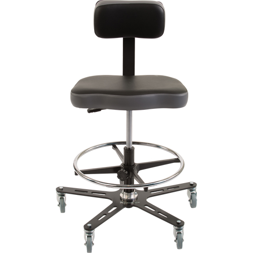 Chaise ergonomique industrielle TF160, Mobile, Ajustable, 20-1/2" - 28-1/2", Vinyle Si&egrave;ge, Noir/gris Oxymax Inc