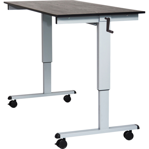 Bureau ajustable pour travail assis et debout, , 48-1/2" h x 59" la x 29-1/2" p, Noir Oxymax Inc