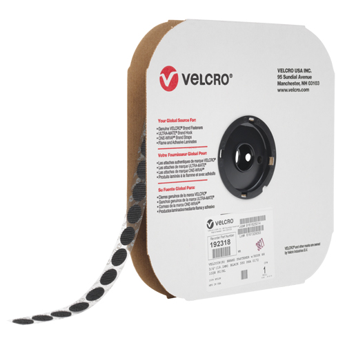 Attache Velcoin, Boucle, 3/4" dia., Adh&eacute;sif, Noir Oxymax Inc