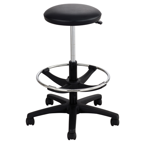 Tabouret &agrave; hauteur ajustable, &agrave; dessin, Ajustable, 22" - 32", Vinyle Si&egrave;ge, Noir Oxymax Inc