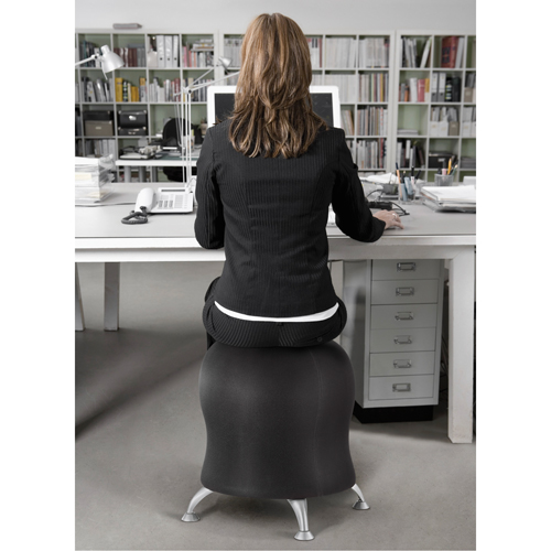 Zenergy Ball Chair, Vinyl, Black, 250 lbs. Capacity Oxymax Inc