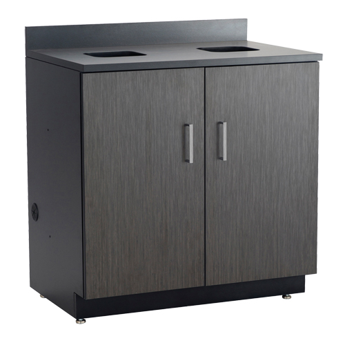 Modular Base Cabinet, Melamine, 39" H x 36" W x 25" D, Asian Night/Black Oxymax Inc