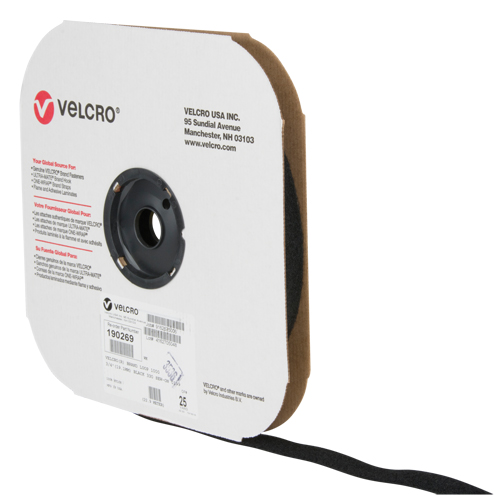 Ruban d'attaches, Boucle, 25 vg x 3/4", Cousu, Noir Oxymax Inc