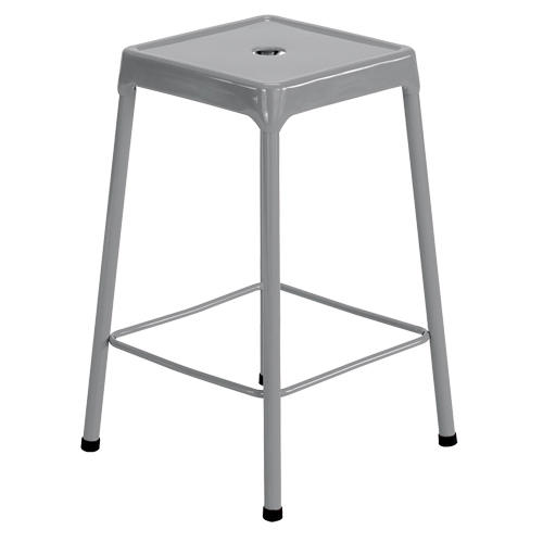 Counter Stool, Stationary, Fixed, 25", Steel Seat, Grey Oxymax Inc