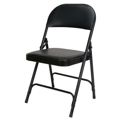 Chaise pliante rembourr&eacute;e en vinyle, Acier, Noir, Capacit&eacute; 300 lb Oxymax Inc