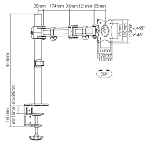 Bras pour moniteur ActivErgo Oxymax Inc