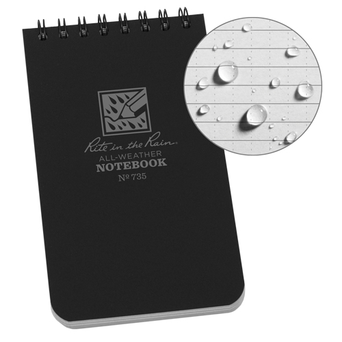 Pocket Top-Spiral Notebook, Soft Cover, Black, 100 Pages, 3" W x 5" L Oxymax Inc