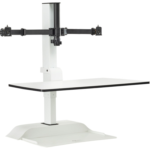 Soar Sit/Stand Electric Desk with Dual Monitor Arm, Desktop Unit, 37-1/4" H x 27-3/4" W x 22" D, White Oxymax Inc