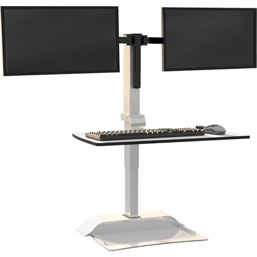 Soar Sit/Stand Electric Desk with Dual Monitor Arm, Desktop Unit, 37-1/4" H x 27-3/4" W x 22" D, White Oxymax Inc