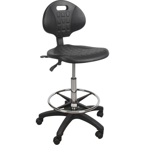 Tabouret robuste et ergonomique, Mobile, Ajustable, 39" - 48", Polyur&eacute;thane Si&egrave;ge, Noir Oxymax Inc