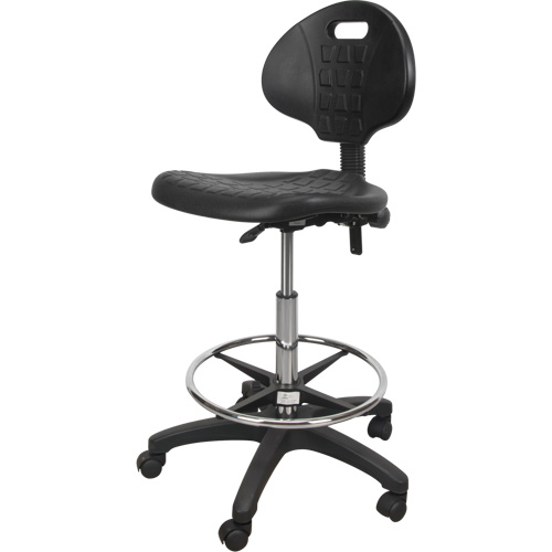 Tabouret robuste et ergonomique, Mobile, Ajustable, 39" - 48", Polyur&eacute;thane Si&egrave;ge, Noir Oxymax Inc