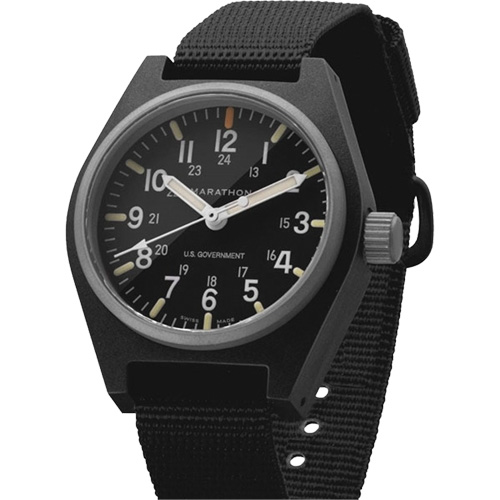 General Purpose Quartz with MaraGlo Watch, Analog, Battery Operated, 0.6" W x 1.3" D x 0.4" H, Black Oxymax Inc