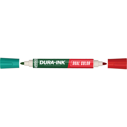 Marqueur &agrave; encre permanente et double couleur Markal Dura-Ink, Ronde, Vert/Rouge Oxymax Inc