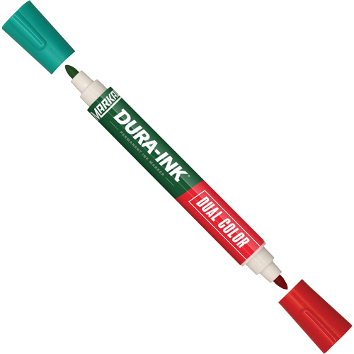 Marqueur &agrave; encre permanente et double couleur Markal Dura-Ink, Vert/Rouge, Pointe Ronde Oxymax Inc