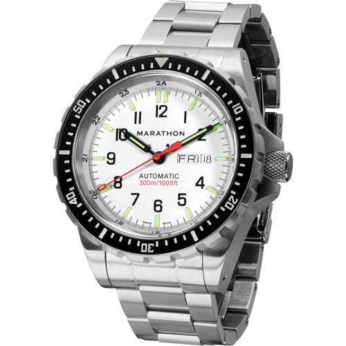 Tr&egrave;s grande montre automatique &eacute;dition arctique avec jour/date avec bracelet en acier inoxydable, Num&eacute;rique, &agrave; piles, 46 mm, Argent Oxymax Inc