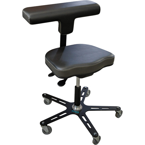 VEGA-T Ergonomic Industrial Chair, Mobile, Adjustable, Vinyl Seat, Black Oxymax Inc