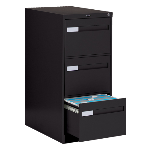 Vertical Filing Cabinet with Recessed Drawer Handles, 3 Drawers, 18.15" W x 26.56" D x 40" H, Black Oxymax Inc