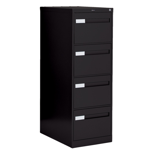 Classeur vertical &agrave; poign&eacute;es encastr&eacute;es, 4 tiroirs, 18.15" la x 26.56" p x 52" h, Noir Oxymax Inc