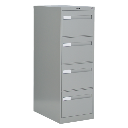 Vertical Filing Cabinet with Recessed Drawer Handles, 4 Drawers, 18.15" W x 26.56" D x 52" H, Grey Oxymax Inc