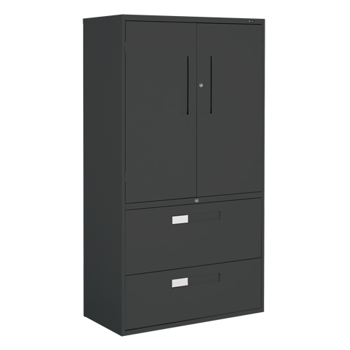 Multi-Stor Cabinet, Steel, 3 Shelves, 65-1/4" H x 36" W x 18" D, Black Oxymax Inc