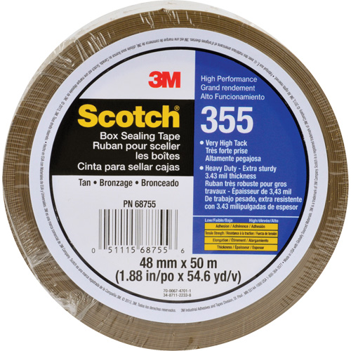 Ruban d'emballage Scotch 355, Adh&eacute;sif Thermofusible, 3,4 mils, 48 mm (1-22/25") x 50 m (164') Oxymax Inc