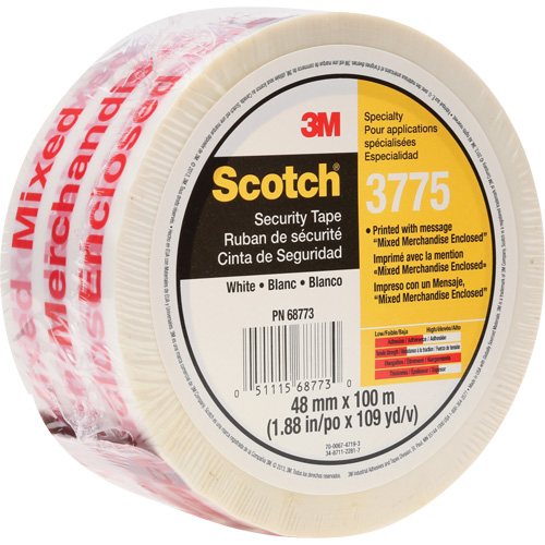 Ruban d'emballage Scotch 3775 avec message, Adh&eacute;sif Thermofusible, 2 mils, 48 mm (1-22/25") x 100 m (328') Oxymax Inc