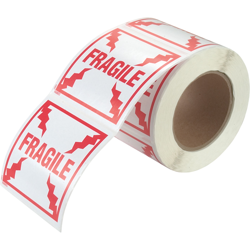&eacute;tiquettes pour traitement sp&eacute;cial Fragile, 4" lo x 4" la, Rouge/blanc Oxymax Inc