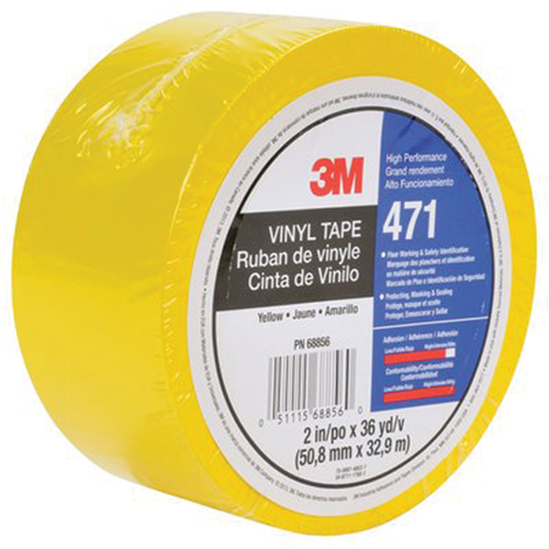 471 Vinyl Tape, 50.8 mm (2") W x 32.9 m (108') L, 5.3 mils, Yellow Oxymax Inc