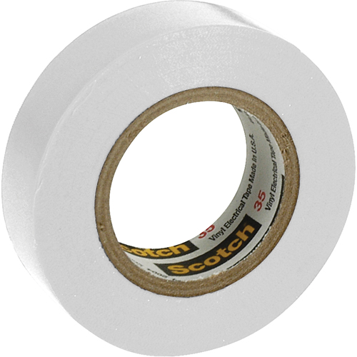 Rubans en vinyle pour codage en couleurs 35 Scotch, 12,7 mm (1/2") x 6,1 m (20'), Blanc, 7 mils Oxymax Inc