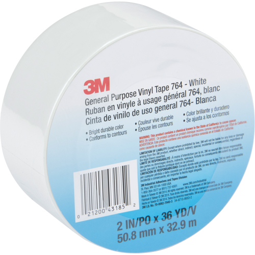 General Purpose Vinyl Tape 764, 48 mm (2") W x 32.9 m (108') L, White Oxymax Inc