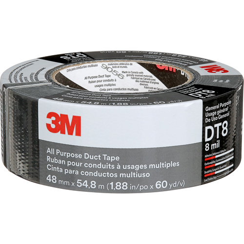 Ruban adh&eacute;sif tout usage DT8, 8 mils, Noir, 48 mm (2") x 55 m (180') Oxymax Inc