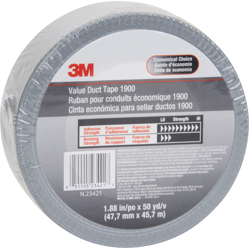 1900 Value Duct Tape, 5.8 mils, Silver, 48 mm (2") x 5.7 m (18.7') Oxymax Inc