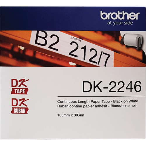 Continuous Paper Tape Labels, 103 mm x 100'/30.4 m, Black on White Oxymax Inc