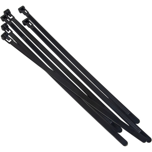 Re-Usable Cable Tie, 8" Long, 50 lbs. Tensile Strength, Black Oxymax Inc