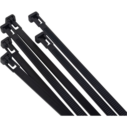Re-Usable Cable Tie, 8" Long, 50 lbs. Tensile Strength, Black Oxymax Inc