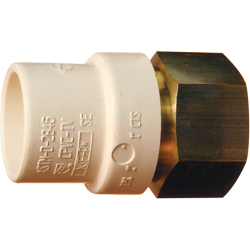 Threaded Pipe Adapter, Hub x FPT, 1" Dia., Brass/CPVC Oxymax Inc