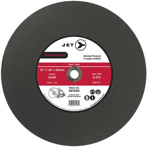 Meules &agrave; tronçonner POWER ABRASIVE, 12" x 1/8", Arbre de 20 mm, Type 1, 6370 Tr/min Oxymax Inc