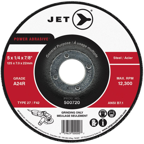 Meule abrasive motoris&eacute;e A24R, 4-1/2" x 1/4", Arbre 7/8", Type 27 Oxymax Inc