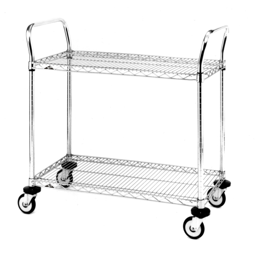 Standard-Duty Utility Cart With Wire Shelves, Chrome Plated, 24" x 39" x 36", 375 lbs. Capacity Oxymax Inc