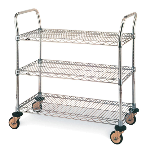 Standard-Duty Utility Cart With Wire Shelves, Chrome Plated, 24" x 39" x 36", 375 lbs. Capacity Oxymax Inc