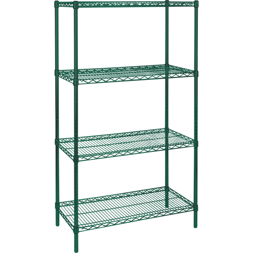 Heavy-Duty Green Epoxy Finish Wire Shelving, 4 Tiers, 36" W x 63" H x 18" D Oxymax Inc