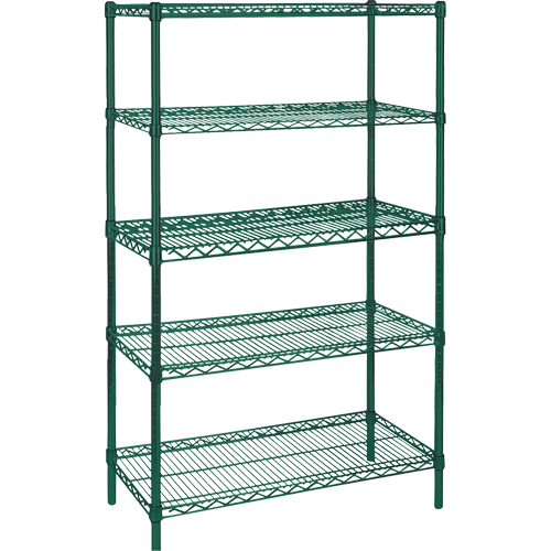 Heavy-Duty Green Epoxy Finish Wire Shelving, 5 Tiers, 36" W x 86" H x 24" D Oxymax Inc
