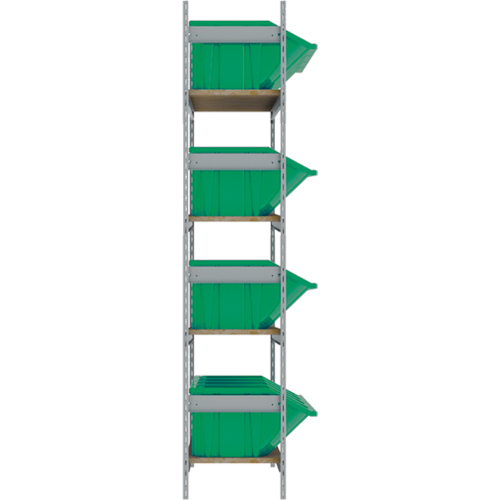 Wide Span Shelving with Jumbo Plastic Bins, Steel, Boltless, 800 lbs. Capacity, 66" W x 72" H x 18" D Oxymax Inc