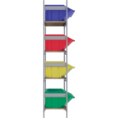 Wide Span Shelving with Jumbo Plastic Bins, Steel, Boltless, 800 lbs. Capacity, 66" W x 72" H x 18" D Oxymax Inc