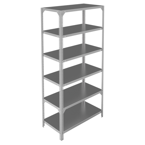 Shelving Unit, Galvanized Steel, Slotted Angle, 300 lbs. Capacity, 48" W x 72" H x 12" D Oxymax Inc