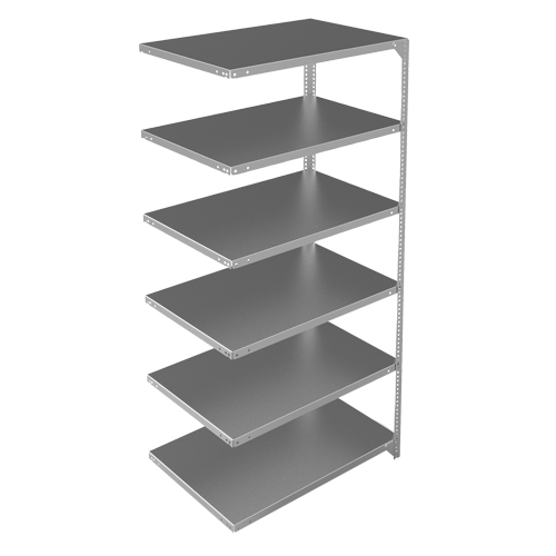 Shelving Unit, Galvanized Steel, Slotted Angle, 400 lbs. Capacity, 36" W x 72" H x 24" D Oxymax Inc