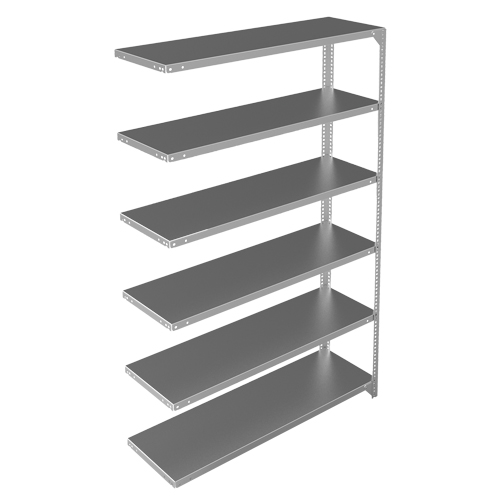 Shelving Unit, Galvanized Steel, Slotted Angle, 300 lbs. Capacity, 48" W x 72" H x 15" D Oxymax Inc