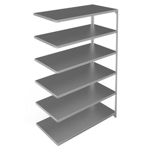 Shelving Unit, Galvanized Steel, Slotted Angle, 275 lbs. Capacity, 48" W x 72" H x 24" D Oxymax Inc